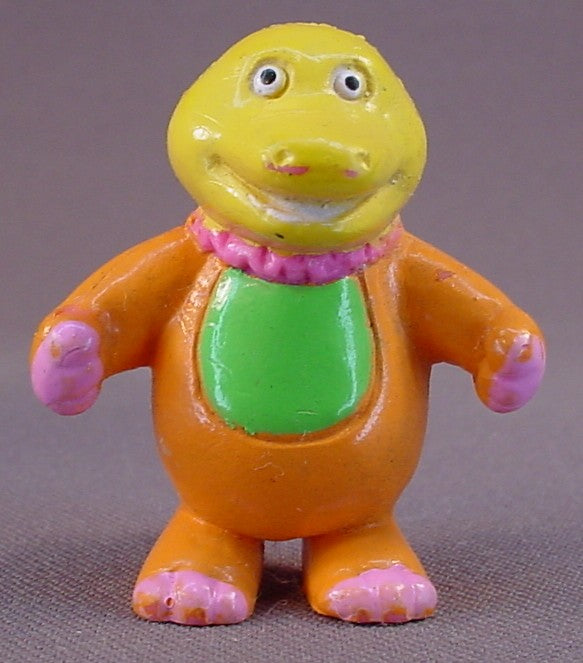 Soma Love Dinos Dinosaur In Orange Clothes PVC Figure, 1 5/8 Inches Tall, Barney, 1992