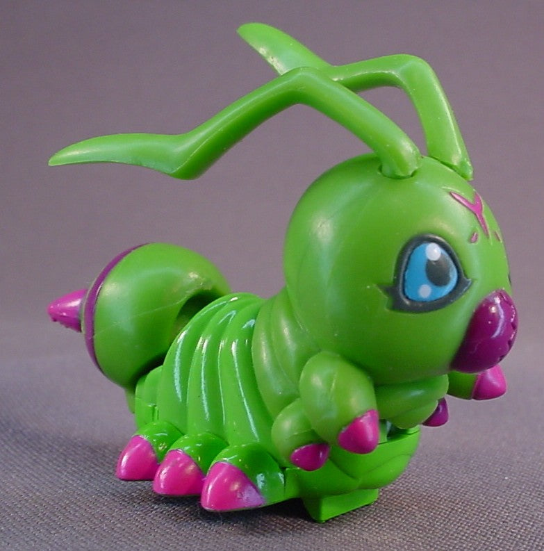Digimon Wormon Figure, 2 1/2 Inches Long, The Wheel On The Bottom Makes The Head And Tail Move, 2000 Bandai