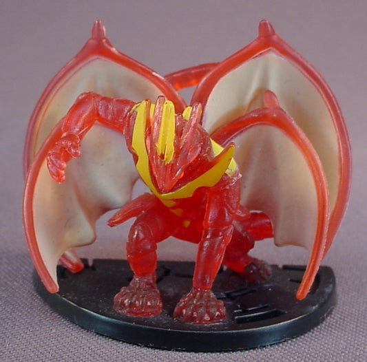Bakugan Pyrus Helix Dragonoid Translucent Red PVC Figure On A Base, 1 3/4 Inches Tall, 2007 Spinmaster, Spin Master