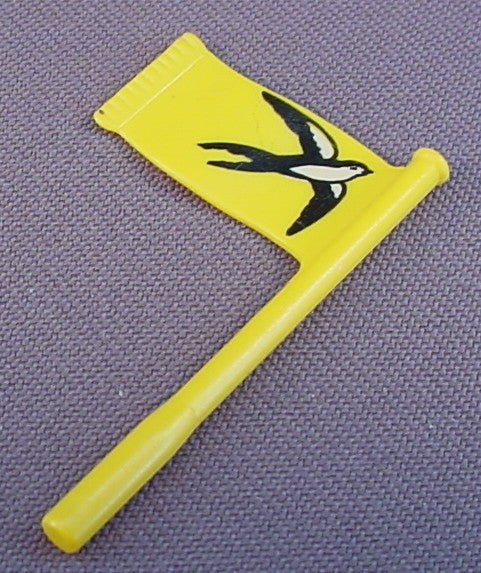 Playmobil Yellow Small Rectangular Flag On A Pole With Swallow Type Bird On Both Sides, 3746, P3746D