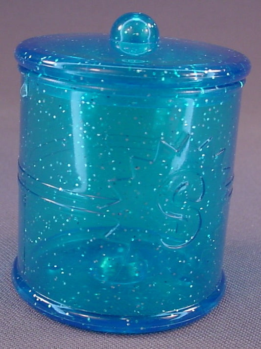 Shopkins Semi Transparent Glittery Blue Food Jar With A Removable Lid, 2 1/4 Inches Tall, Food Fair, Season 2