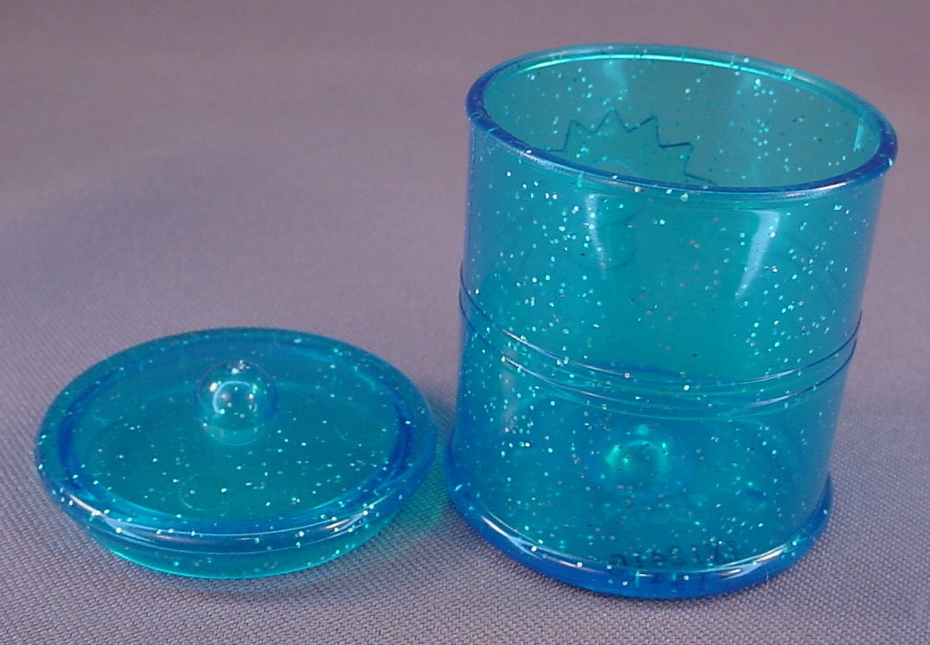 Shopkins Semi Transparent Glittery Blue Food Jar With A Removable Lid, 2 1/4 Inches Tall, Food Fair, Season 2