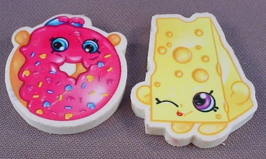 Shopkins Lot Of 2 Erasers, 1 1/2 Inches Tall