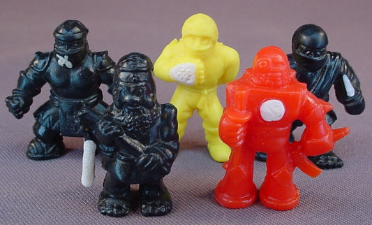 Ninja Mites Lot Of 5 Ninja PVC Figures, 1 1/2 To 1 3/4 Inches Tall, 1986 Panosh