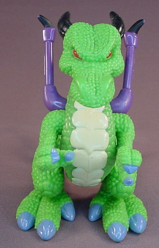 Green Scaled Dragon Figure With Gold Spikes And Black Horns, 5 Inches Tall, The Legs Arms & The Tip Of The Tail All Move