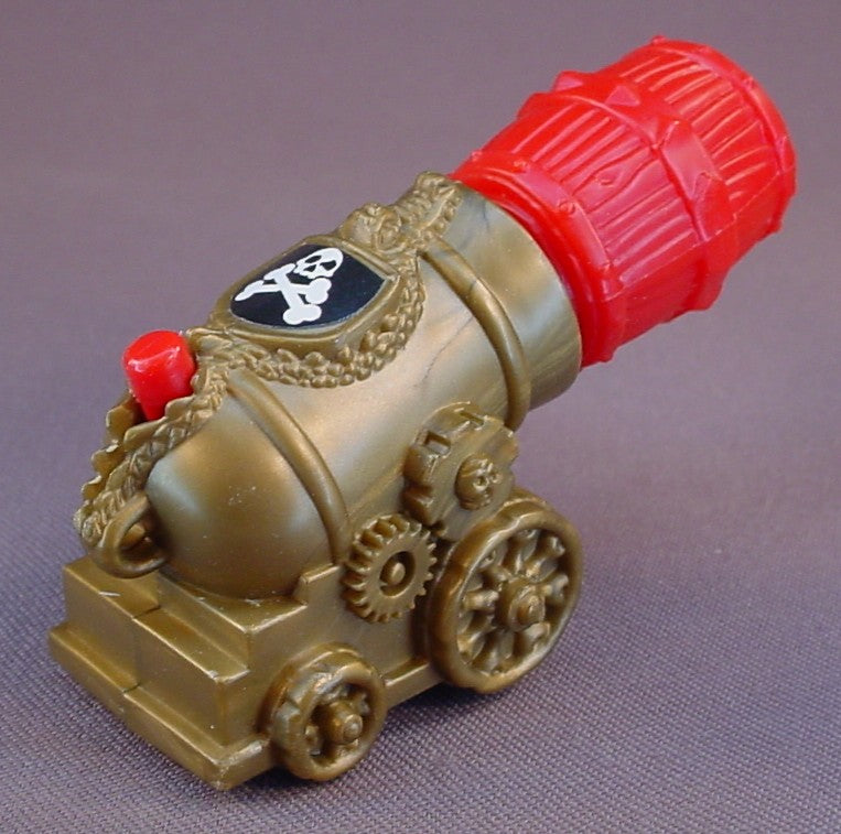 Gold Pirate Cannon That Launches A Red Barrel, 3 1/4 Inches Long With The Barrel