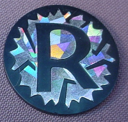 Pokemon Team Rocket RZ Coin Or Token, Silver Cracked Ice Holofoil, 1 1/8 Inches Across, Plastic Flip Coin, 2004 Nintendo
