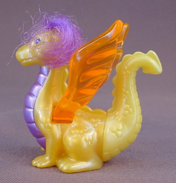 Littlest Pet Shop Yellow Dragon With Gold Wings, 1996 McDonalds, Tonka, Turn The Tail To Make The Wings Flap, LPS