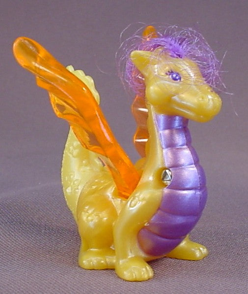 Littlest Pet Shop Yellow Dragon With Gold Wings, 1996 McDonalds, Tonka, Turn The Tail To Make The Wings Flap, LPS
