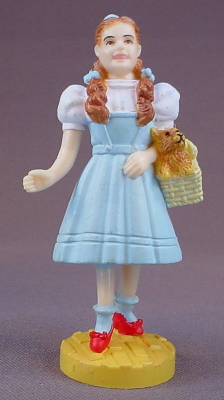 The Wizard Of Oz Dorothy With Toto In A Basket PVC Figure On A Round Base, 3 1/2 Inches Tall, Loew's Ren, 1966 MGM, 1988 Turner