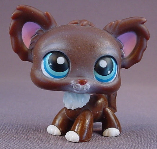 Littlest Pet Shop #219 Blemished Dark Brown Chihuahua Puppy Dog With Blue Eyes, LPS, 2005 Hasbro