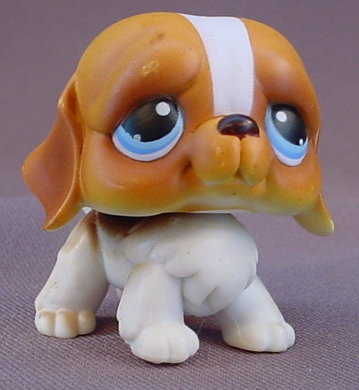 Littlest Pet Shop #76 Blemished Orange Brown St Bernard Puppy Dog With Blue Eyes, Saint Bernard, Snowfall Fun, LPS, 2004 Hasbro