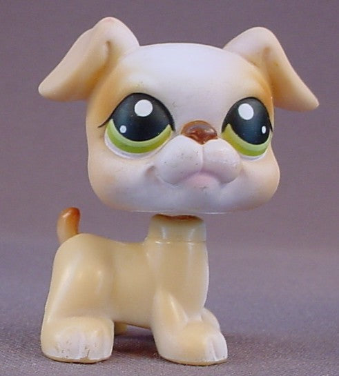 Littlest Pet Shop #235 Blemished Tan Boxer Puppy Dog With Green Eyes, Secret Surprise Obstacle, LPS, 2005 Hasbro