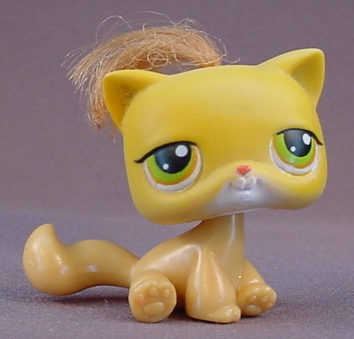 Littlest Pet Shop #78 Blemished Yellow Kitty Cat Kitten With Green Eyes & A Tuft Of Hair, Bedtime Blast, Singles, LPS, 2004 2005 Hasbro