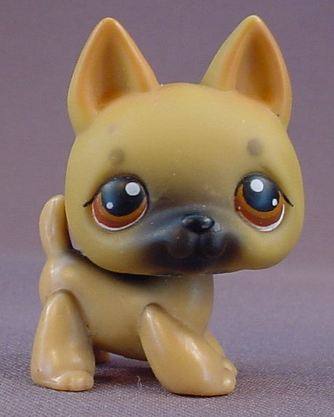 Littlest Pet Shop #61 Blemished German Shepherd Puppy Dog With Brown & Orange Eyes, Portable Pets, LPS, 2004 Hasbro