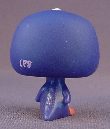 Littlest Pet Shop #2495 Blemished Dark Blue Penguin Bird With Light Blue Eyes, Yellow Around The Eyes & On The Tummy