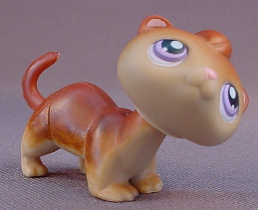 Littlest Pet Shop #260 Blemished Cinnamon Brown Ferret With Purple Eyes, Target Collectors Tin, LPS, 2007 Hasbro