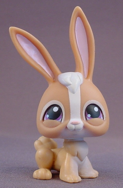 Littlest Pet Shop #28 Blemished Brown & White Bunny Rabbit With White Stripe on Face, Singles, Spring Egg, LPS, 2004 Hasbro