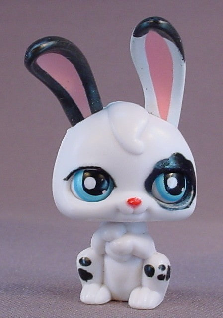 Littlest Pet Shop Blemished Push & Play Black & White Bunny Rabbit, The Eyes Move When The Head Is Turned, LPS, 2006 Hasbro