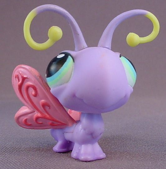 Littlest Pet Shop #93 Blemished Purple Butterfly With Pink Wings & Blue Eyes, Portable Pets LPS,, 2005 Hasbro