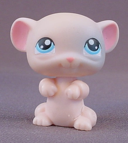 Littlest Pet Shop #243 Blemished Pink Mouse With Blue Green Eyes, White Tummy, Standing Pose, LPS, 2005, Hasbro