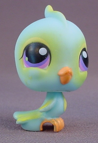 Littlest Pet Shop #123 Blemished Blue Bluebird Parakeet With Green Accents & Purple Eyes, Pet Pairs, LPS, 2005 2006 Hasbro