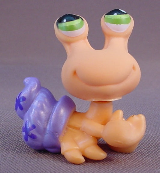 Littlest Pet Shop #352 Blemished Pale Orange Hermit Crab With Purple Shell & Green Eyes, Pet Nooks, LPS, 2007 Hasbro
