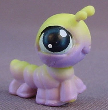 Littlest Pet Shop Blemished Purple & Yellow Caterpillar Companion For A #93 Butterfly, LPS, 2005 Hasbro