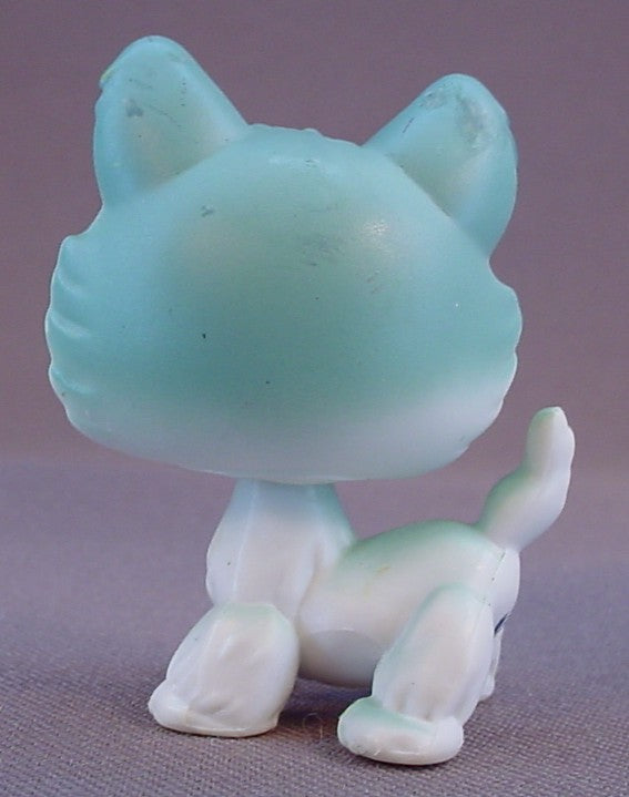 Littlest Pet Shop #1563 Blemished White & Blue Gray Husky Puppy Dog With Green Eyes, Tubes, LPS, 2008 Hasbro