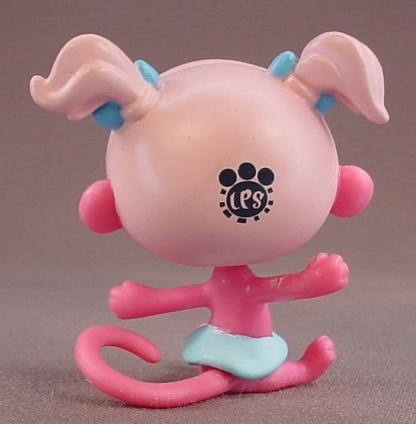 Littlest Pet Shop #3820 Pink Minka Mark Monkey With Light Blue Eyes, Artist, 2014 Hasbro, LPS