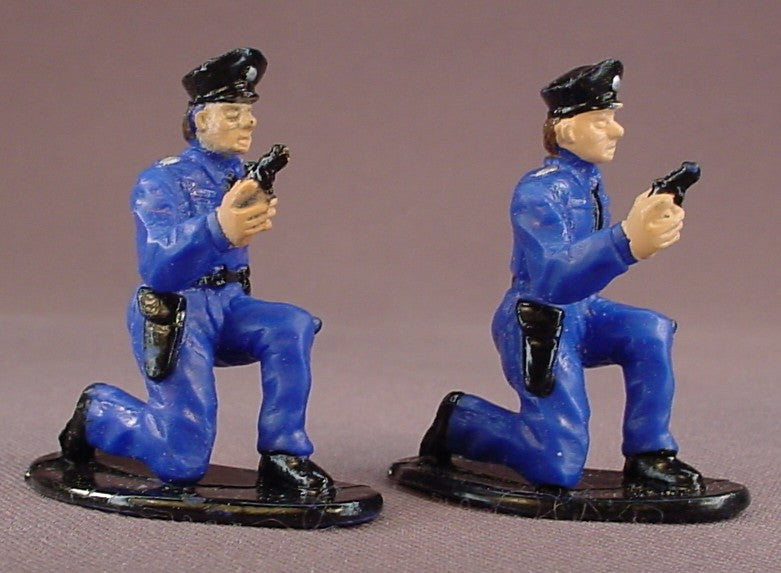 Pair Of Police Officer Figures On Bases, 1 3/4 Inches Tall, 1999 Boley, Vintage