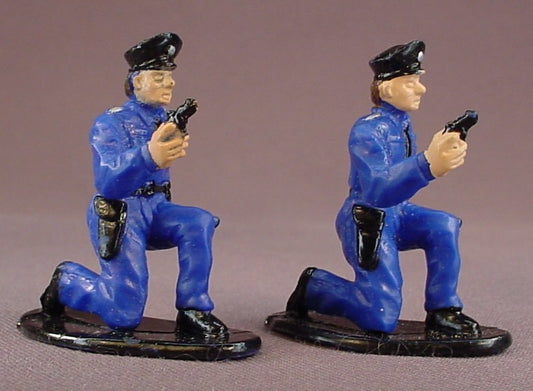 Pair Of Police Officer Figures On Bases, 1 3/4 Inches Tall, 1999 Boley, Vintage