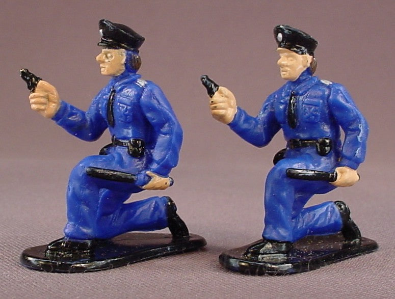 Pair Of Police Officer Figures On Bases, 1 3/4 Inches Tall, 1999 Boley, Vintage