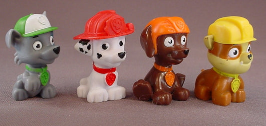 Paw Patrol Set Of 4 Figures, 1 5/8 Inches Tall, Zuma Marshall Rubble & Rocky