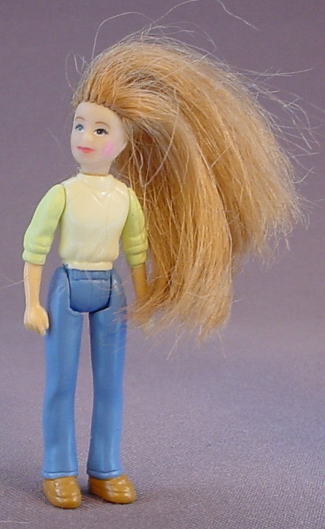 Fisher Price Sweet Streets Woman Figure With Hair, 3 Inches Tall, The Head Arms & Legs Move, From A Beauty Salon Set, 2000