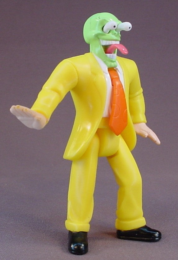 The Mask Movie Action Figure Toy With Eyeballs And Tongue That Bulge Out When The Lever In The Back Is Moved, 4 5/8 Inches Tall, Jim Carey, 1998 Burger King