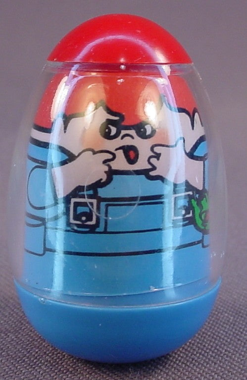 Weebles Red Hair Boy, Redhead, 2 1/8 Inches Tall, Red Top, Blue Bottom, 1976 Hasbro, Vintage, Weeble, From The Weebles Haunted House Playset