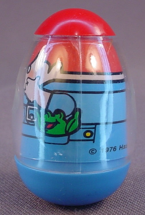 Weebles Red Hair Boy, Redhead, 2 1/8 Inches Tall, Red Top, Blue Bottom, 1976 Hasbro, Vintage, Weeble, From The Weebles Haunted House Playset