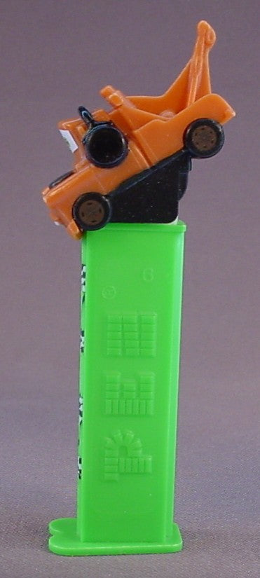 Pez Disney Cars Mater The Tow Truck, Green Stem With Checkered Flags On The Front, Pez Candy Dispenser