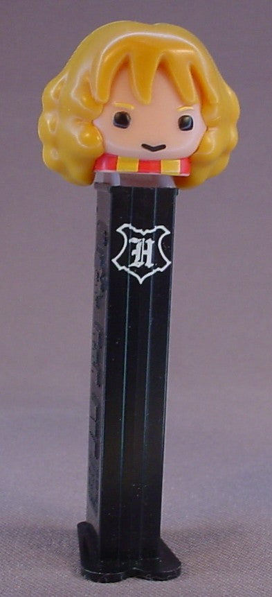 Pez Harry Potter Hermione Granger, Black Stem With The Hogwarts Logo, Pez Candy Dispenser
