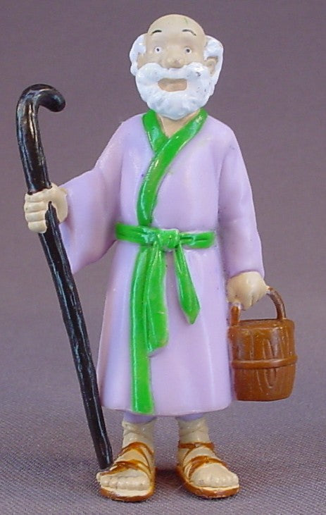 Noah's Ark Noah Holding A Staff And Bucket PVC Figure, 3 1/8 Inches Tall, Bible Character, 2001 Doley