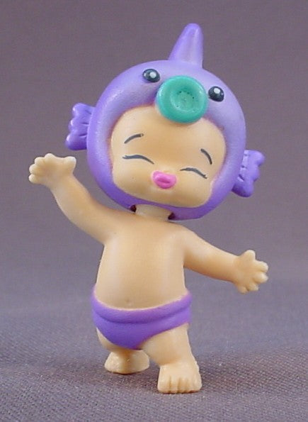 Baby Twozie Finley Figure With A Purple Fish Hat, Season 1, Two Cool, Rare, 2016-2017 Moose, Twozies, The Head Turns, Doll, T1-044