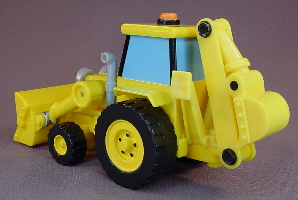 Bob The Builder 2001 Talking Scoop Backhoe Excavator Vehicle, The Front Bucket Lifts Up & Down, The Rear Bucket & Arm Extend Out, 8 Inches Long