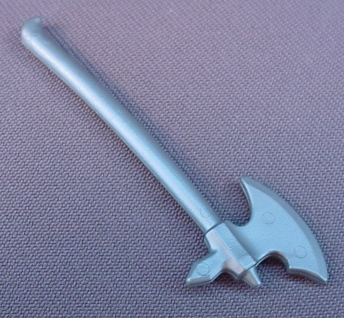 Playmobil Silver Gray Long Handled Axe Weapon, 2 3/4 Inches Long, 3150 3151 3274 3319 4217 4433