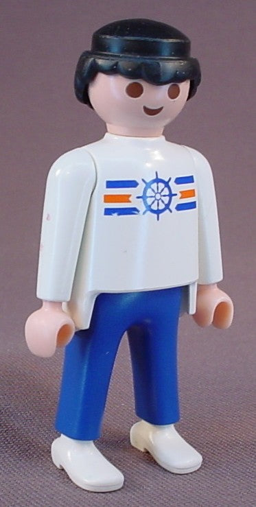 Playmobil Adult Male Boater Figure In A  White Shirt With A Ship Wheel Design, 3225, 30 00 4250