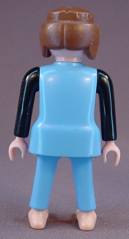 Playmobil Adult Female Diver Figure In A Blue White And Black Wet Suit, Brown Hair, Bare Feet, 3948