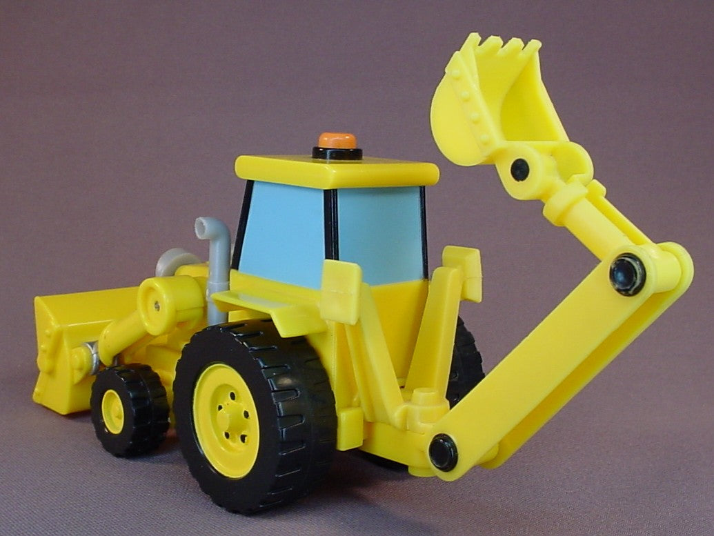 Bob The Builder 2001 Talking Scoop Backhoe Excavator Vehicle, The Front Bucket Lifts Up & Down, The Rear Bucket & Arm Extend Out, 8 Inches Long
