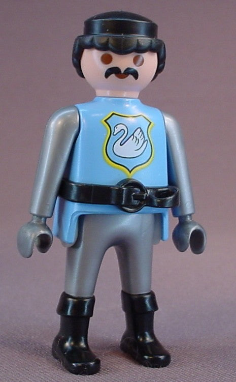 Playmobil Adult Male Swan Soldier Knight Figure In A Blue Tunic With A Swan Crest