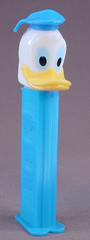 Pez Disney Donald Duck With A Closed Mouth, Blue Sailor Hat, Blue Stem, Pez Candy Dispenser, Made In Hungary