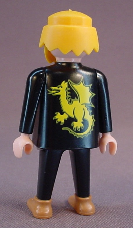 Playmobil Adult Male Dragon Squad Officer Figure With A Yellow Dragon On The Back, Blond Hair, 3669